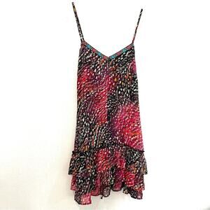 Xhilaration Spaghetti Strap Dress w/ Tiered Ruffle Hem & Abstract Heart Print L